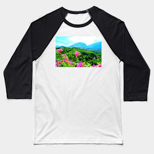 Scenery from Montefortino with flowers, thickets, fields and Sibillini Baseball T-Shirt